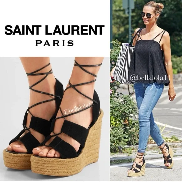NEW IN BOX SAINT LAURENT LACE UP ESPADRILLES - Picture 1 of 13